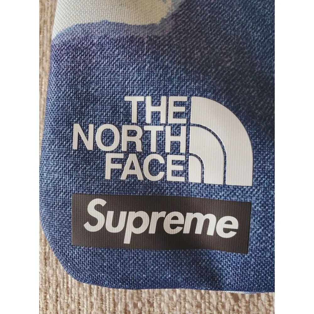 Supreme The North Face Bleached Denim Print Shoulder Bag Indigo Zippered 8x11
